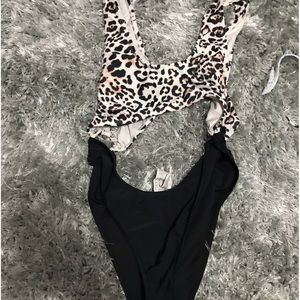 One piece cheetah print bathing suit